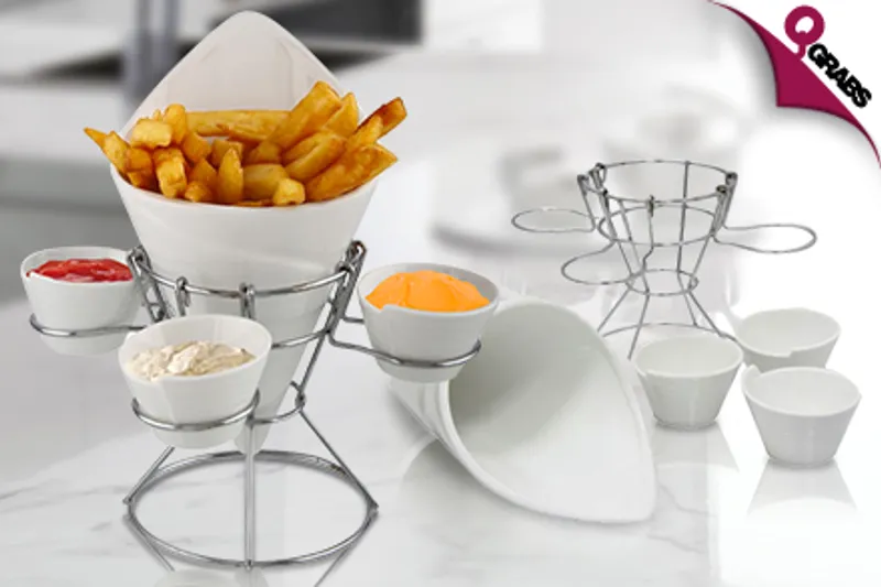 From QR39, Dine on Your Fave Fried Dish in Style with a French Fries Holder & Dip Bowl Set! (Up to QR120 Value)